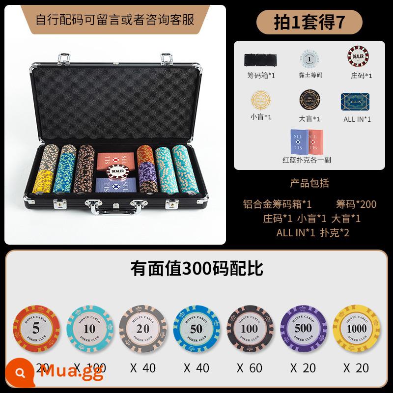 Texas Hold'em Chip Set Mạt Chược Phòng Chuyên Dụng Texas Hold'em Chip Coin Khăn Trải Bàn Texas Cao Cấp Code - Có bộ chip mệnh giá 300 miếng [6-8 người] và túi quà