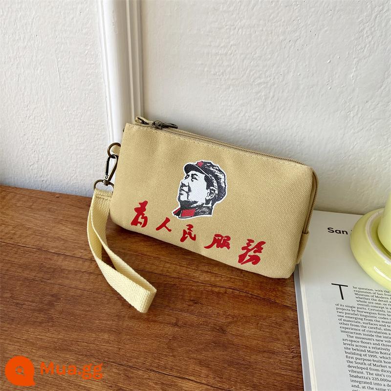 Mới Túi Xách Nam Túi Nam Công Suất Lớn Ví Cầm Tay Vải Bố Retro Clutch 3 Lớp Cổ Kẹp Túi - Túi xách kaki trắng ba lớp