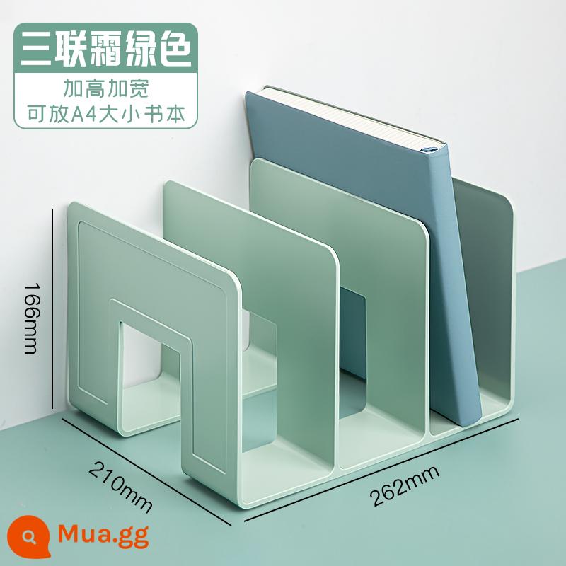 Giá tập tin acrylic lớn dày gấp bốn lần khung tập tin máy tính để bàn giá đỡ hộp lưu trữ tập tin giấy A4 dữ liệu sách lớp lưu trữ giá sách đứng tách cột phân loại hoàn thiện văn phòng vị trí giá đỡ - Khung tài liệu ba cột dày/giá sách màu xanh kem [được nâng cấp để nâng cao và mở rộng]