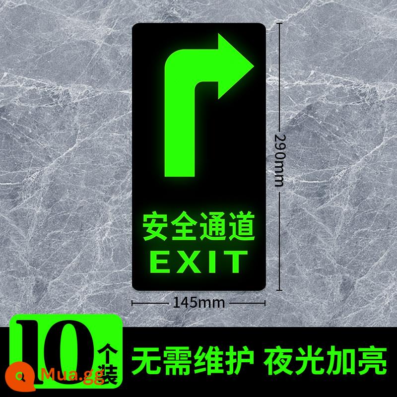 Biển báo thoát hiểm an toàn, biển báo cháy, biển chỉ dẫn, biển chỉ dẫn, dán thoát hiểm an toàn, tự phát sáng thoát hiểm, thoát hiểm, dán dạ quang, biển chỉ dẫn, biển cảnh báo lối đi cầu thang, biển phát quang - [Gói 10 miếng] Nhãn dán lối đi khẩn cấp rẽ phải/sàn