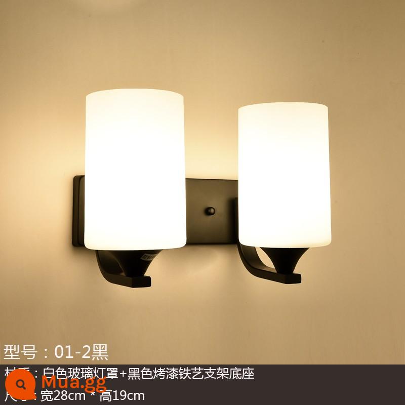 Đèn LED Dán Tường Mỹ Phòng Ngủ Đèn Ngủ Phòng Khách Hành Lang Đèn Tường Cầu Thang Lối Đi Ban Công Hiện Đại Đèn Tường Đơn Giản - 01-2 đen + ánh sáng ấm áp