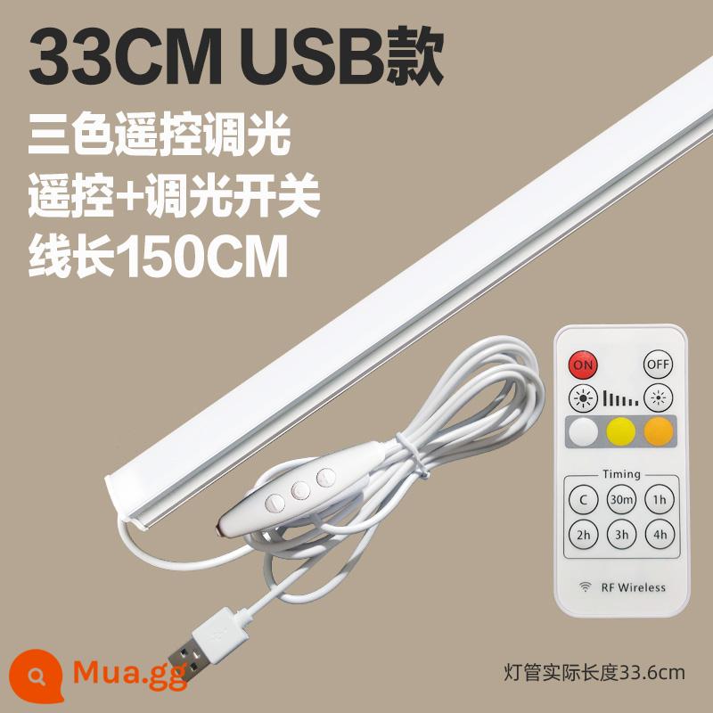 Thoáng Mát Đèn LED Để Bàn Ống USB Ký Túc Xá Sinh Viên Bảo Vệ Mắt Ánh Sáng Trắng Vô Cấp Mờ Dải Phòng Ngủ Hiện Đại Cắm Đèn - 33cm ba màu [làm mờ điều khiển từ xa] Mẫu USB