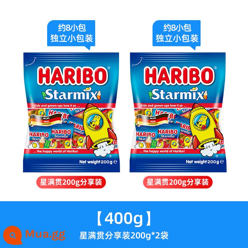 Haribo Kẹo dẻo Haribo Bear qq Kẹo dẻo hương trái cây Đồ ăn nhẹ dành cho trẻ em Nhập khẩu từ Đức cho dịp Giáng sinh - [400g khoảng 16 gói] Hương vị hỗn hợp Star Slam 200g*2