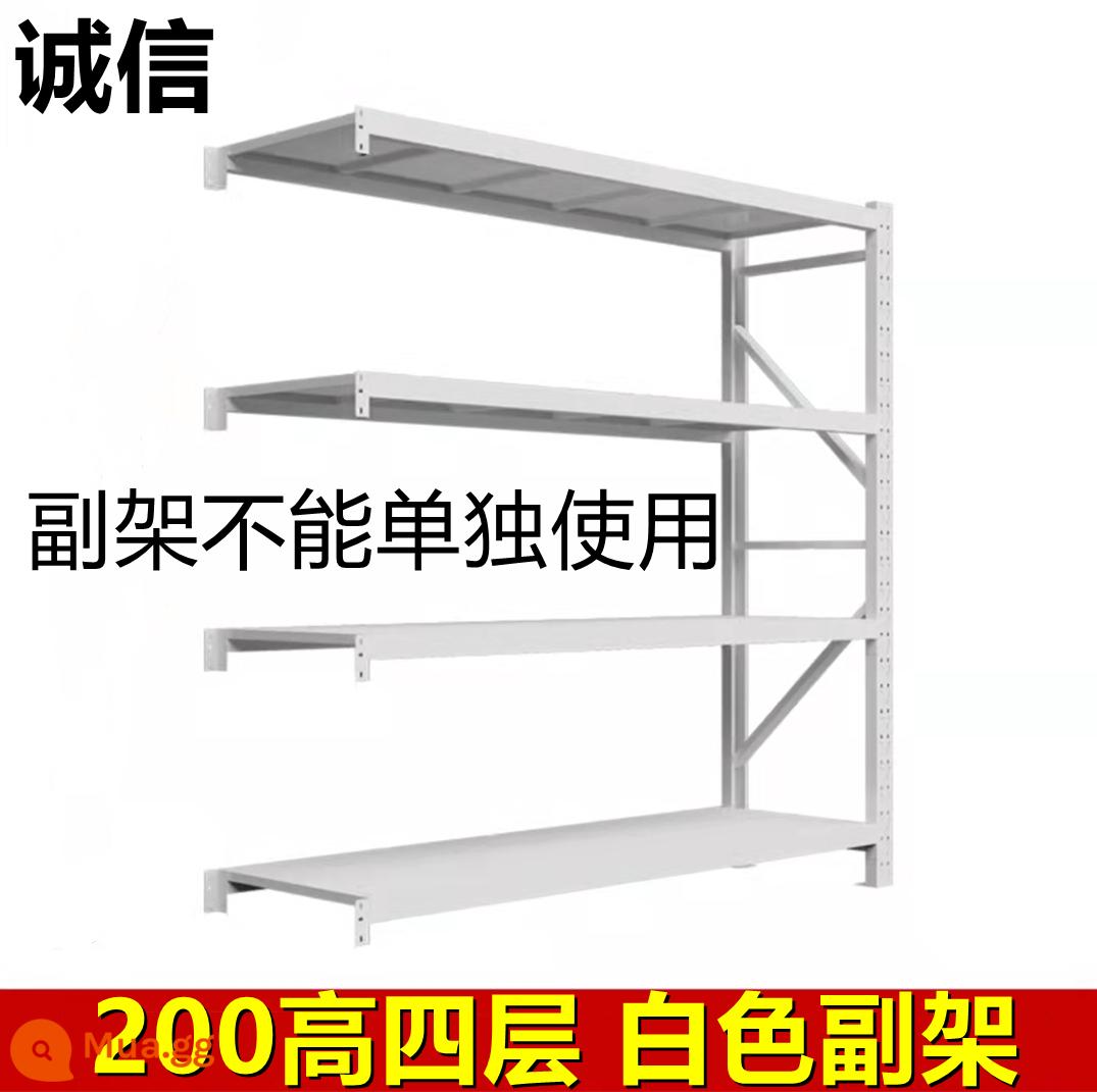 Kệ lưu trữ trưng bày nhiều tầng lắp ráp sàn góc đơn giản thép góc sắt giá thể hiện giá trưng bày ánh sáng nhà kho - Cao 2,0 mét, 4 tầng, khung phụ màu trắng