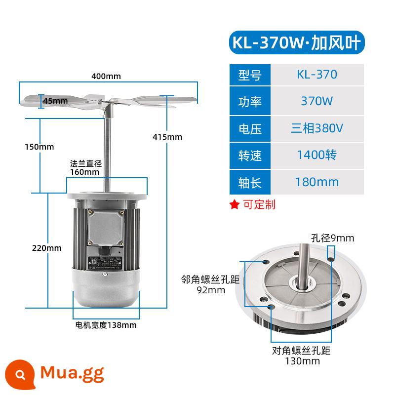 Chịu nhiệt độ cao trục mở rộng động cơ quạt lò nướng lò nướng chu trình nhiệt công nghiệp quạt khuấy cánh quạt gió 750W - Cánh quạt 370W/1400 vòng/phút/380V