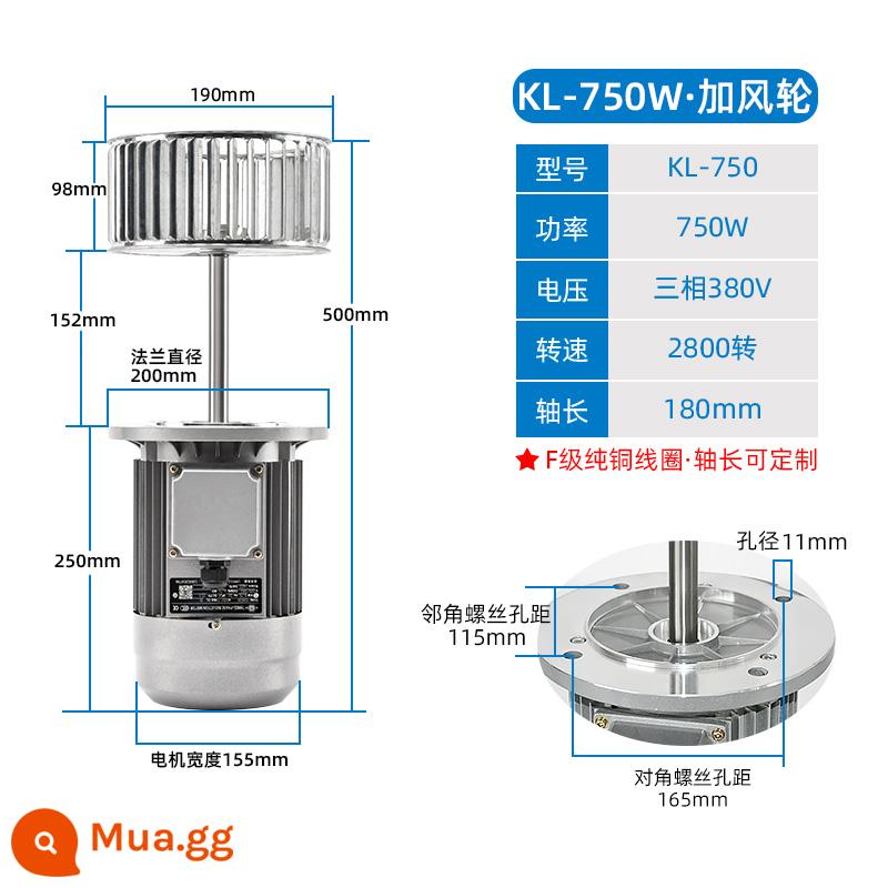 Chịu nhiệt độ cao trục mở rộng động cơ quạt lò nướng lò nướng chu trình nhiệt công nghiệp quạt khuấy cánh quạt gió 750W - Bánh xe gió 750W/2800 vòng/phút/380V