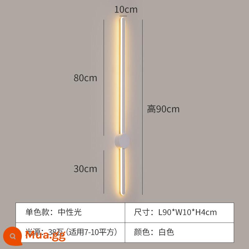 Bắc Âu phòng ngủ đèn ngủ đèn tường tối giản dòng sáng tạo dải đèn LED ánh sáng sang trọng đèn tường nền đơn giản hiện đại - Model màu trắng hai đầu 90CM ánh sáng trung tính