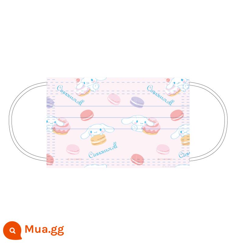 MINISO sản phẩm nổi tiếng Mặt nạ dùng một lần cho chó Sanrio Yugui ba lớp bảo vệ in hoa văn dễ thương - Macaron hồng - 6 khẩu trang người lớn, dây khẩu trang màu sắc ngẫu nhiên