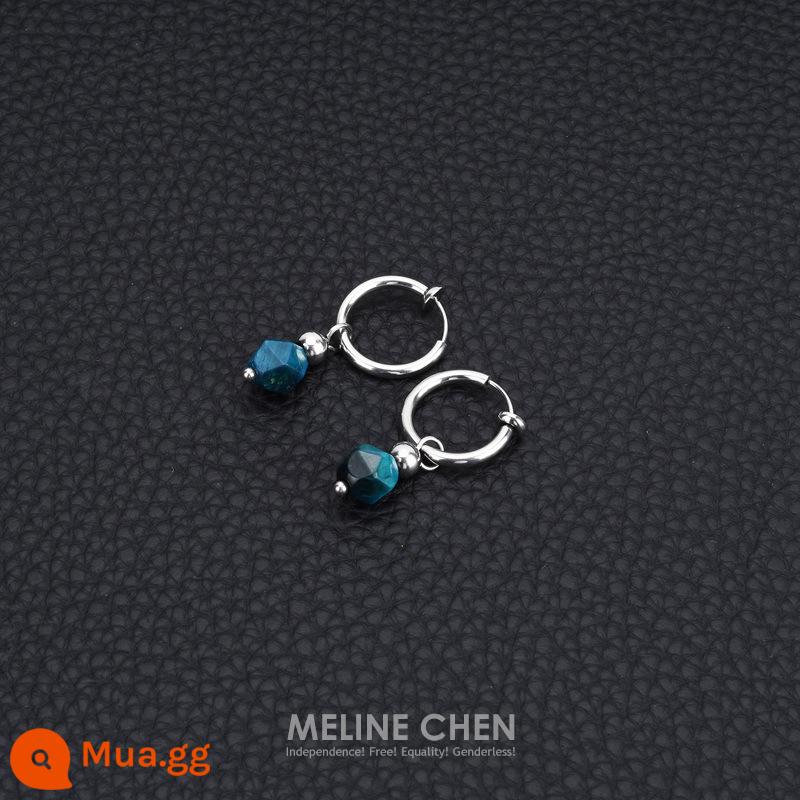 MELINE CHEN Blue Dream Thiết kế thích hợp sáng tạo xu hướng quốc gia cao cấp dành cho nam và nữ cá tính hip-hop - Kẹp tóc lò xo xanh đen không xỏ lỗ tai