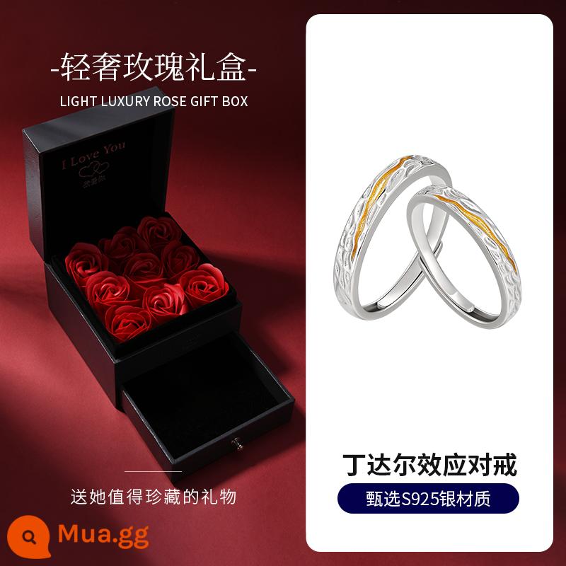 [Vàng Trung Quốc] Nhẫn đôi Zhen Shang Bạc Sterling Cặp bạc 2023 Mới Niche Quà tặng Giáng sinh 1693 - Cặp nhẫn Tyndall [Hộp quà hoa hồng sang trọng]