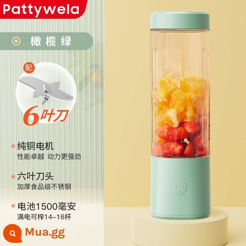 Máy Ép Trái Cây Suning Tesco Di Động Nhỏ Điện Gia Đình Chiên Nước Ép Ký Túc Xá Sinh Viên Máy Ép 2297 - Xanh olive [dao 6 lá/dung tích lớn 500mL]