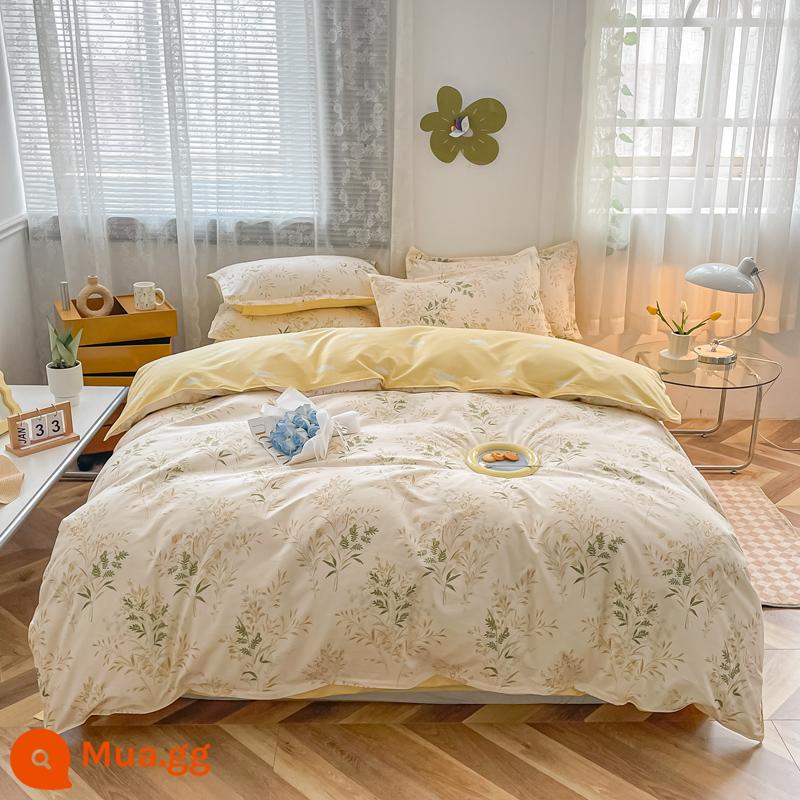 Ins Gió Giường Bốn Bộ Nhỏ Hoa Tươi Cotton Vỏ Chăn Ga Trang Bị Tấm Ký Túc Xá Sinh Viên Đơn Giản 2243 - Ngôn ngữ hoa nhẹ nhàng