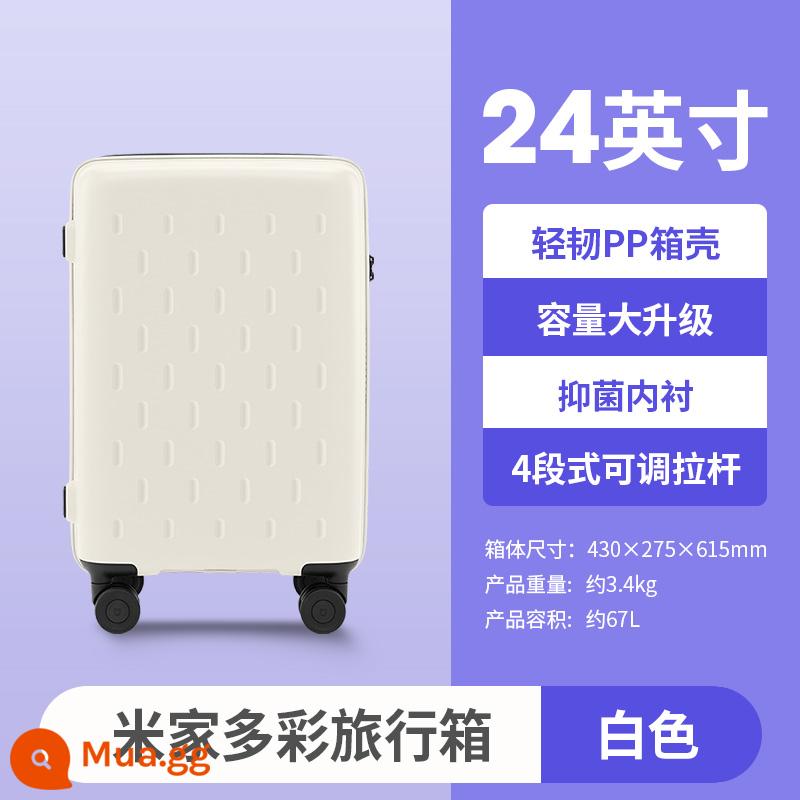 Vali Xiaomi Vali 20 inch Vali nữ nhỏ nhẹ trẻ em mới Hộp đựng xe đẩy sức chứa lớn 24 inch kích thước nhỏ 1212 - Vali Mijia 24 inch đầy màu sắc màu trắng