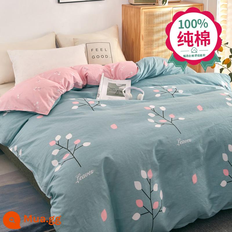 Muji Cotton chăn bông đơn đơn Vỏ 150x200x230 Ký túc xá sinh viên đơn 87 - Happy Tree [mềm mại và không vón cục, thích hợp mọi mùa]