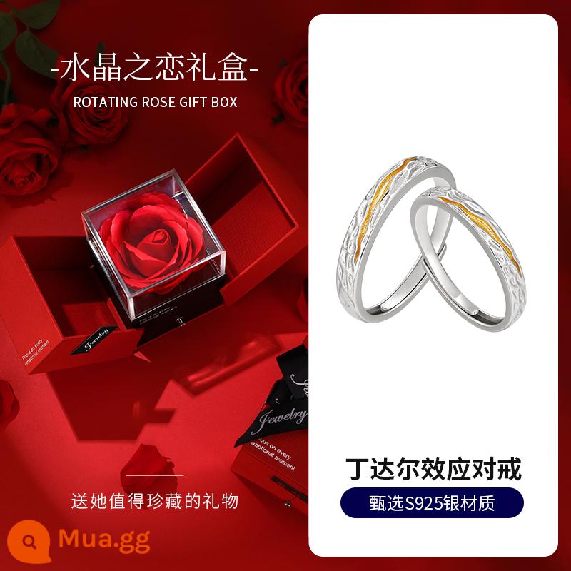 [Vàng Trung Quốc] Nhẫn đôi Zhen Shang Bạc Sterling Cặp bạc 2023 Mới Niche Quà tặng Giáng sinh 1693 - Cặp nhẫn Tyndall [Hộp quà hoa hồng pha lê]