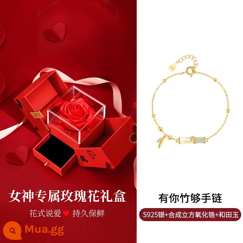 [China Gold] Zhen Shang Silver Quà tặng sinh nhật ngày lễ tình nhân cho các cô gái trong mùa thu đông Quà tặng cho bạn gái và vợ 1693 - Tre làm bằng tay [hộp quà pha lê + thẻ + giấy chứng nhận]