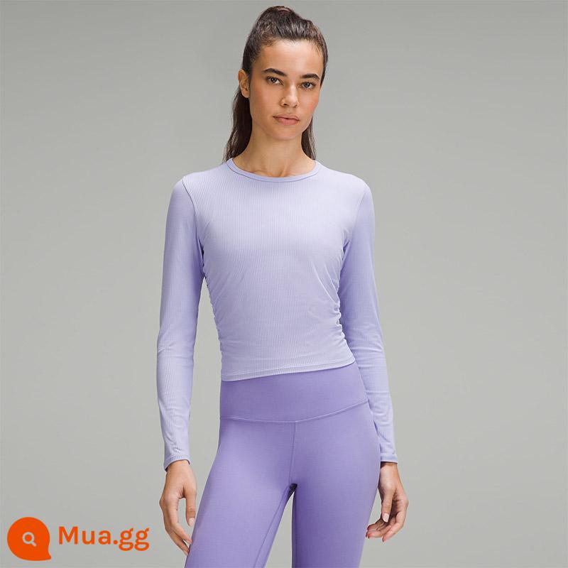 Áo thun thể thao dài tay dành cho nữ *Có gân Nulu™丨lululemon LW3GK5S - hoa cà khói