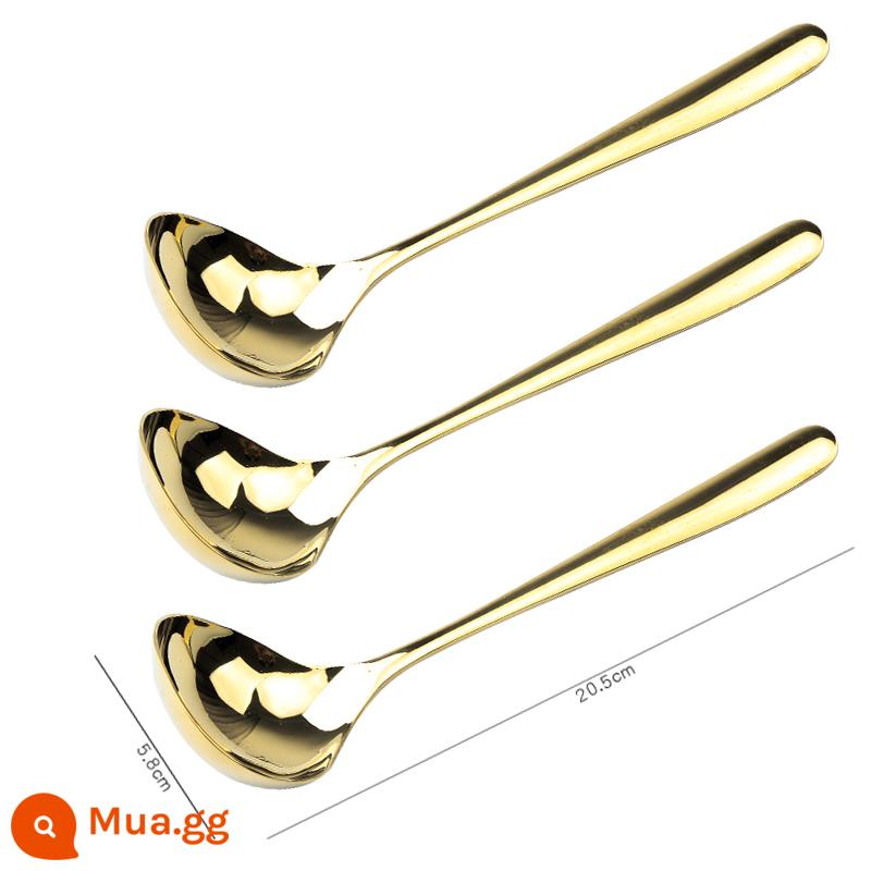 Muỗng canh inox 304 lưới Hàn Quốc tay cầm dài hộ gia đình muỗng ăn súp cỡ lớn muỗng ăn mì - Gói 3 cỡ lớn màu vàng, sâu và dày-