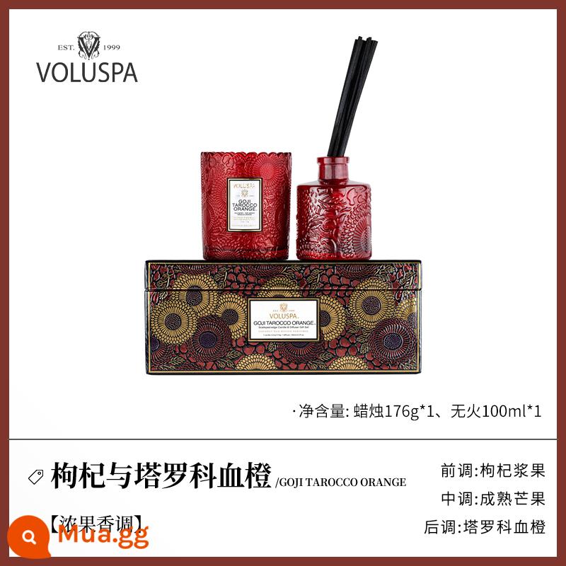 voluspa cứu trợ nhỏ nến thơm hộp quà tặng phòng ngủ hỗ trợ giấc ngủ đi bộ dầu hỏa đèn hương thơm năm mới đám cưới món quà sinh nhật - Wolfberry và Taroko Blood---Hộp quà giới hạn