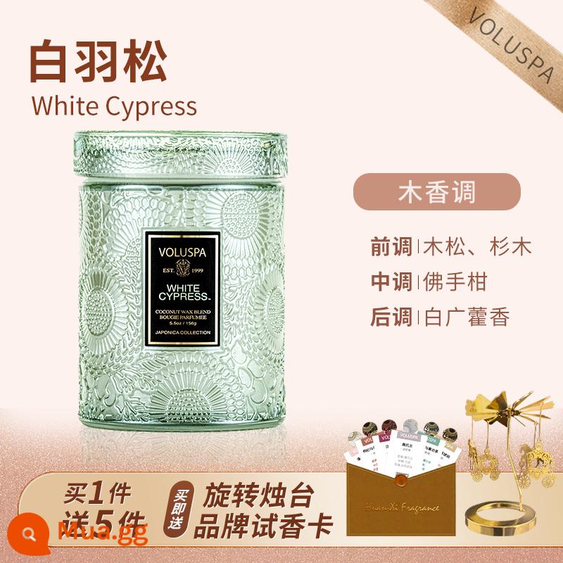 voluspa cứu trợ nhỏ nến thơm hộp quà tặng phòng ngủ hỗ trợ giấc ngủ đi bộ dầu hỏa đèn hương thơm năm mới đám cưới món quà sinh nhật - Thông Trắng Feather 156g – nhựa thông sảng khoái xoa dịu tâm hồn