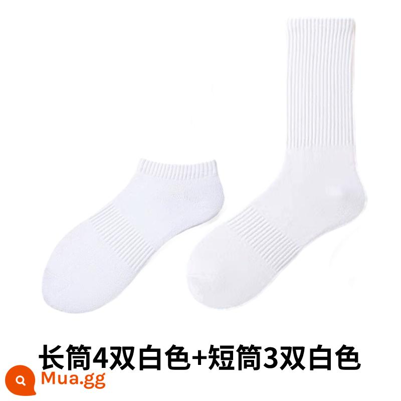 [Gửi 3 đôi cùng kiểu] 9 đôi tất cotton xuân thu Tân Cương, tất cotton nguyên chất, tất thể thao nam, tất khử mùi cho nữ - Tặng 4 đôi ống dài trắng + 3 đôi ống ngắn trắng [tặng 7 đôi kèm quà]