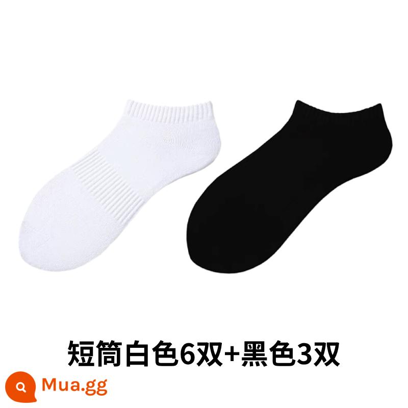 [Gửi 3 đôi cùng kiểu] 9 đôi tất cotton xuân thu Tân Cương, tất cotton nguyên chất, tất thể thao nam, tất khử mùi cho nữ - Tặng 6 đôi ống ngắn màu trắng + 3 đôi ống ngắn màu đen [9 đôi kèm quà tặng]