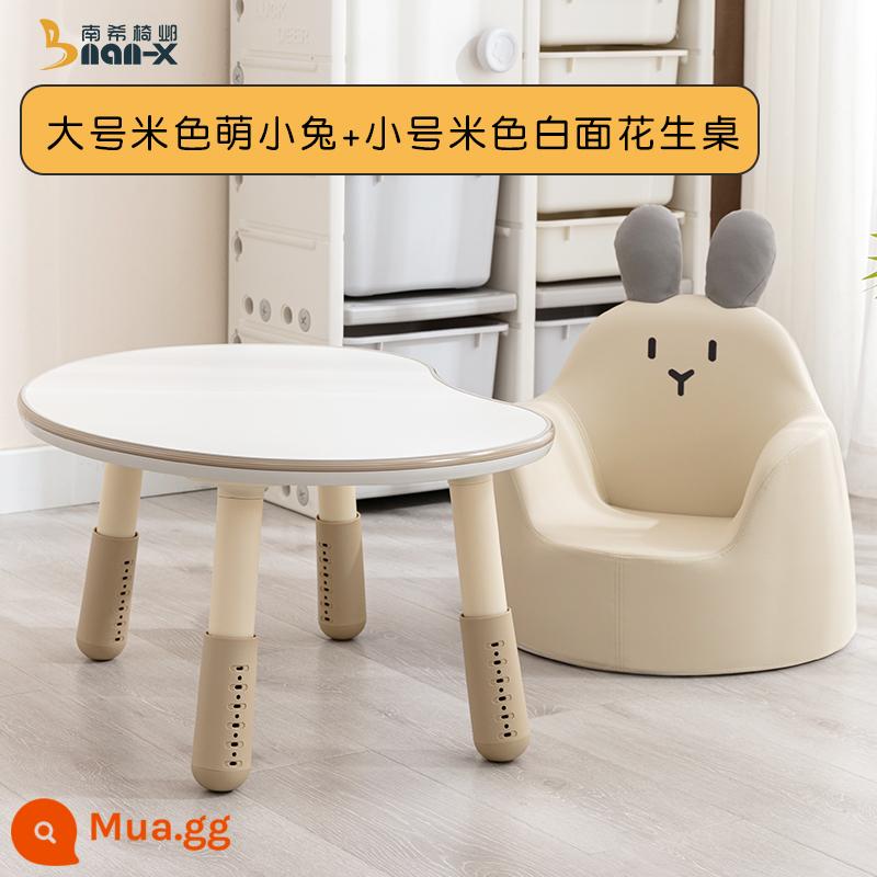 Ghế sofa trẻ em Nancy Ghế sofa trẻ em Ghế hoạt hình dễ thương Cô gái công chúa Góc đọc sách Học ngồi trên ghế sofa - [Cỡ lớn] Chú thỏ dễ thương màu be + [Kích thước nhỏ] Bàn đậu phộng màu trắng be (có thể điều chỉnh 28-55cm)