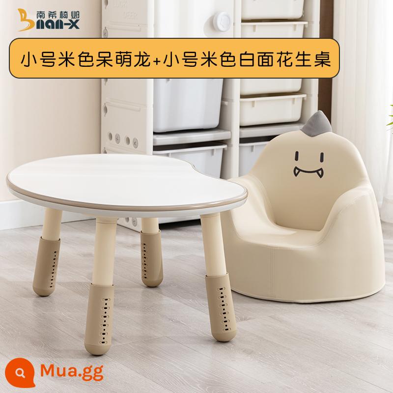 Ghế sofa trẻ em Nancy Ghế sofa trẻ em Ghế hoạt hình dễ thương Cô gái công chúa Góc đọc sách Học ngồi trên ghế sofa - [Size nhỏ] Rồng dễ thương màu be + [Small size] Bàn đậu phộng màu trắng be (có thể điều chỉnh 28-55cm)