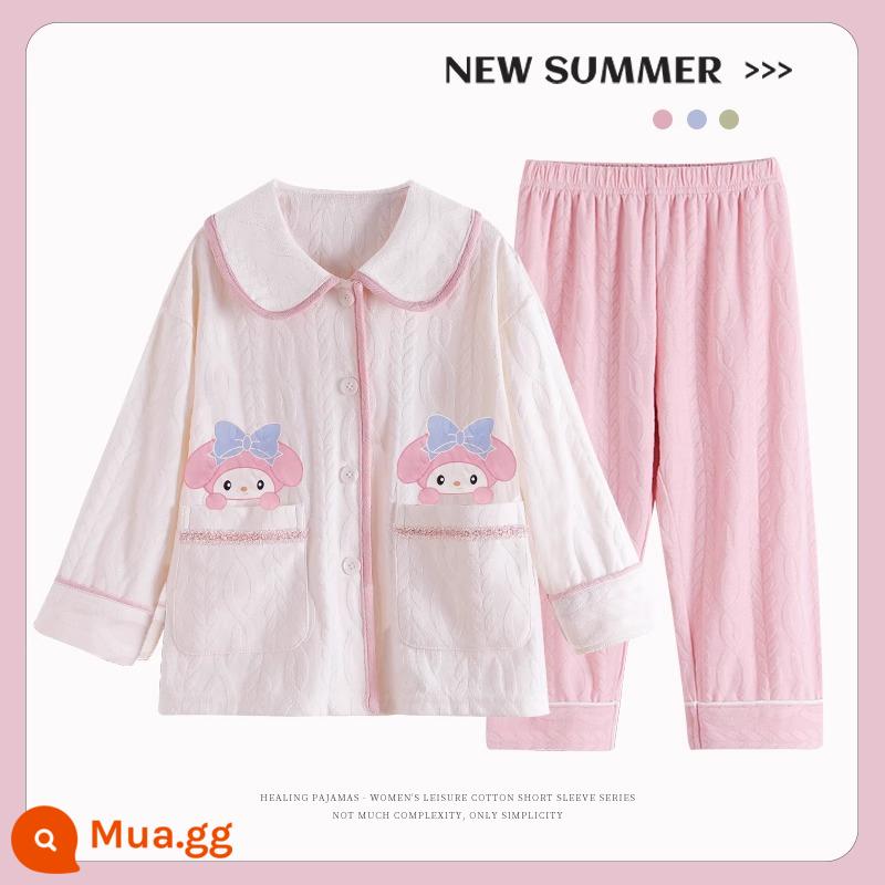 Bộ đồ ngủ trẻ em mới cho bé gái mùa xuân và mùa thu cotton nguyên chất phù hợp với phong cách nước ngoài con chó quế bé gái bé dịch vụ gia đình cha mẹ và con cái - 31237G [mẫu bán chạy]