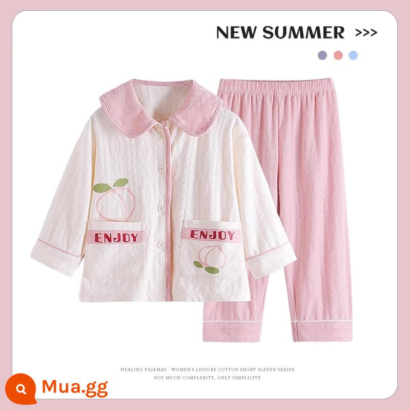 Bộ đồ ngủ trẻ em mới cho bé gái mùa xuân và mùa thu cotton nguyên chất phù hợp với phong cách nước ngoài con chó quế bé gái bé dịch vụ gia đình cha mẹ và con cái - 31222G [mẫu bán chạy]