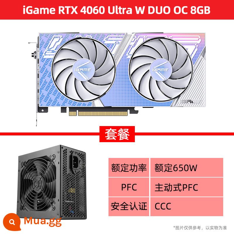 Thẻ hiển thị độc lập máy tính để bàn chơi game RTX3060/Ti Vulcan AD/Ultra white đầy màu sắc - iGame RTX4060 Ultra W DUO OC 8G+ bộ nguồn 650W định mức