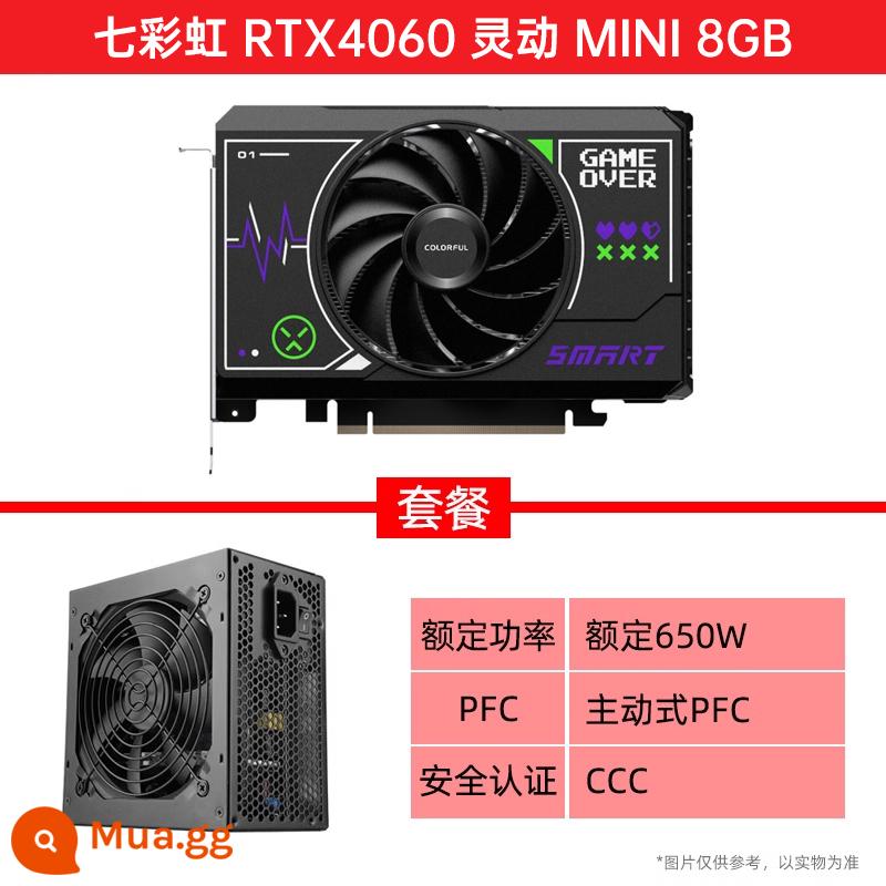 Thẻ hiển thị độc lập máy tính để bàn chơi game RTX3060/Ti Vulcan AD/Ultra white đầy màu sắc - RTX4060 Smart MINI 8GB+ bộ nguồn 650W định mức