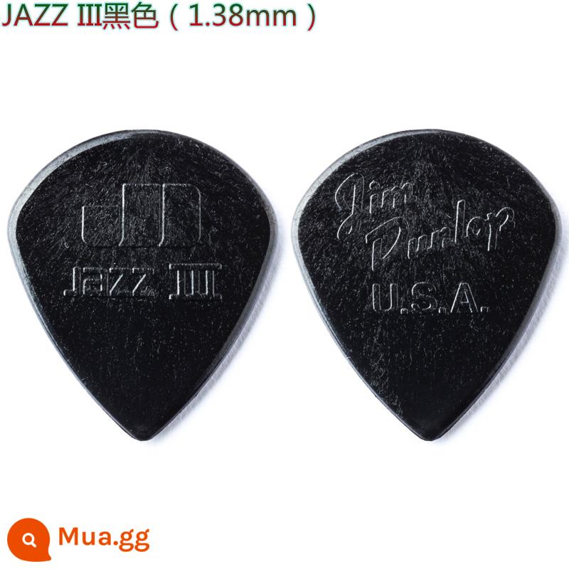 American Dunlop Jazz 3 XL MAX GRIP ULTEX JAZZ 3 gỗ dân gian guitar điện bass mái chèo - JAZZ 3 màu đen (1.38mm)