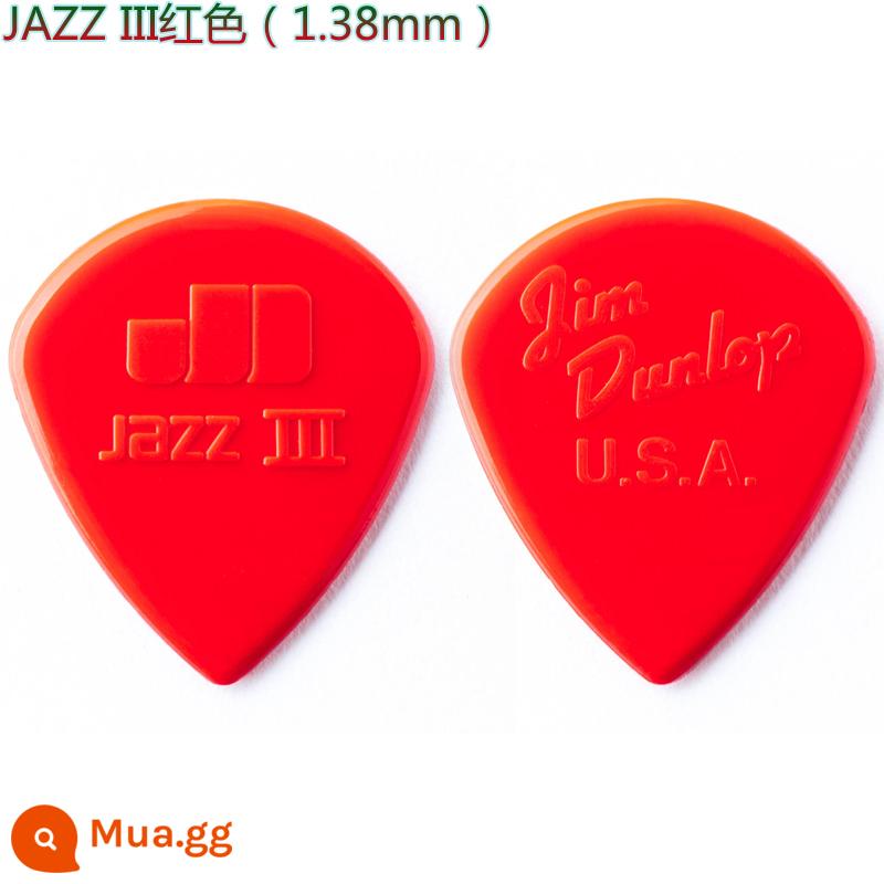 American Dunlop Jazz 3 XL MAX GRIP ULTEX JAZZ 3 gỗ dân gian guitar điện bass mái chèo - JAZZ 3 màu đỏ (1,38mm)