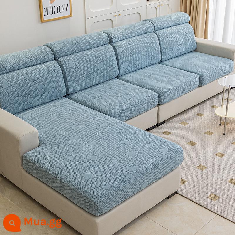 Đan kết hợp đàn hồi đa năng bao gồm tất cả ghế sofa bốn mùa đa năng đệm lưng bọc ghế sofa đệm - Móng mèo (màu xanh nước biển)