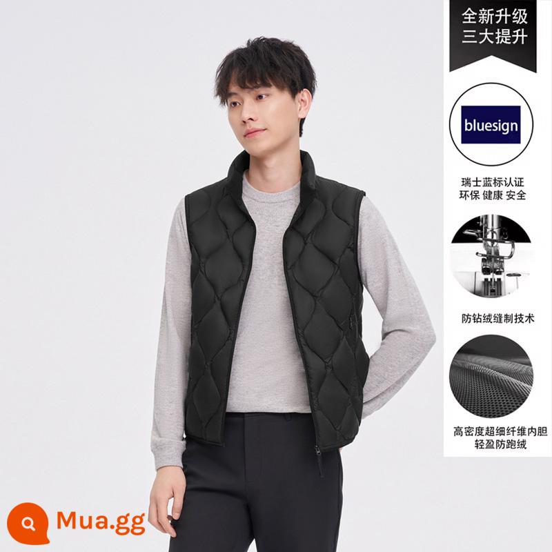 Bosideng thu đông xuống vest ghi lê nam xuống áo khoác cổ đứng vịt xuống gradient cổ tất cả các trận đấu áo khoác - Đen 8056 [Mẫu thời trang mới 2023]