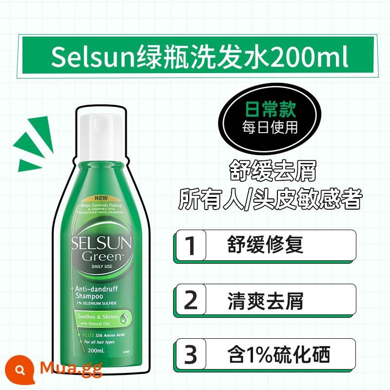 Úc selsun dầu gội dầu kiểm soát dầu gội trị gàu trị gàu không dầu silicone dầu gội selen sulfide cho nam và nữ - Chai xanh làm dịu và trị gàu loại 200ml