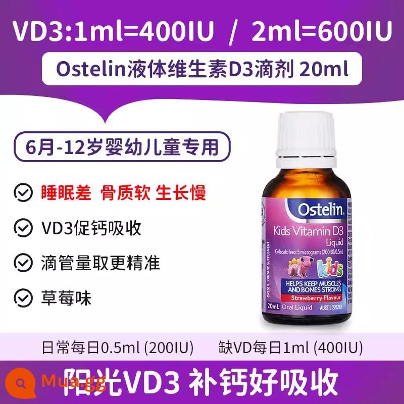 [Hàng mới] Ostelin Osterlin canxi magie kẽm sữa viên canxi trẻ em canxi vitamin VD3 canxi khủng long - VD3 dạng lỏng 20ml [Đối tác vàng bổ sung canxi]