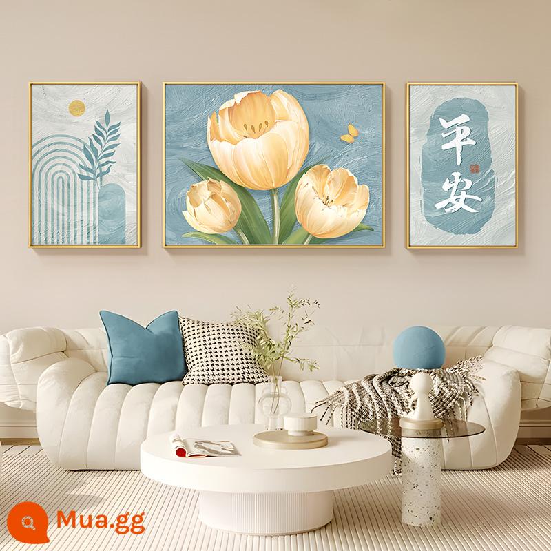 Mista kem phong cách phòng khách sơn trang trí bức tranh sơn dầu trừu tượng tulip triptych bức tranh tường sofa nền tường treo tranh - Hoa tulip nở C HUA2137