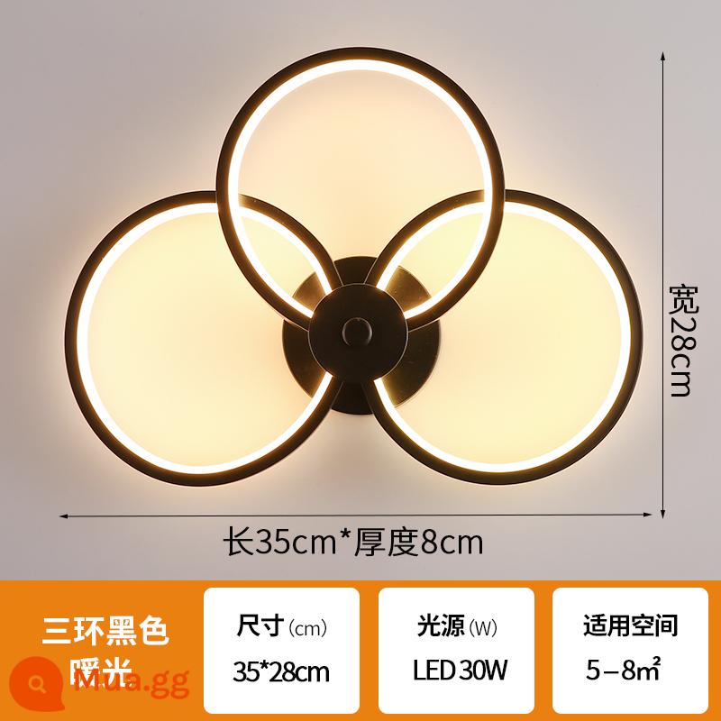 Đèn tường lưới màu đỏ LED đầu giường phòng ngủ hiện đại tối giản sáng tạo phòng khách ban công cầu thang lối đi tường Bắc Âu đèn - Tường-Sáng Tạo Ba Nhẫn Màu Đen Ánh Sáng Ấm Áp