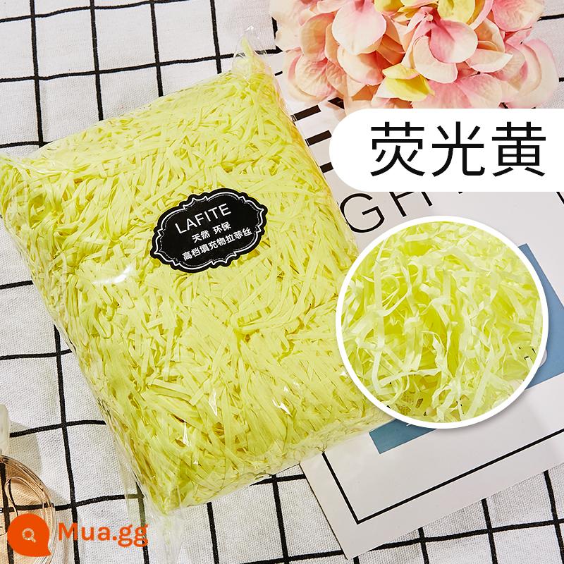 Hộp quà tặng raffia vụn giấy lụa sáng tạo hộp kẹo làm bánh Tanabata ngày lễ tình nhân đóng gói quà tặng phụ miễn phí vận chuyển - màu vàng huỳnh quang