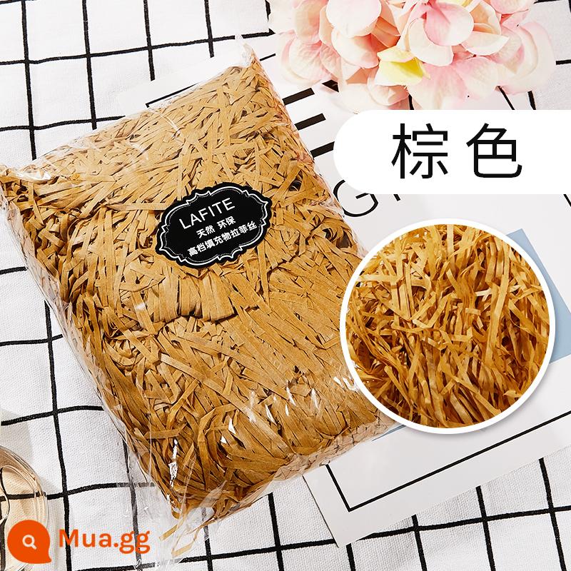 Hộp quà tặng raffia vụn giấy lụa sáng tạo hộp kẹo làm bánh Tanabata ngày lễ tình nhân đóng gói quà tặng phụ miễn phí vận chuyển - nâu