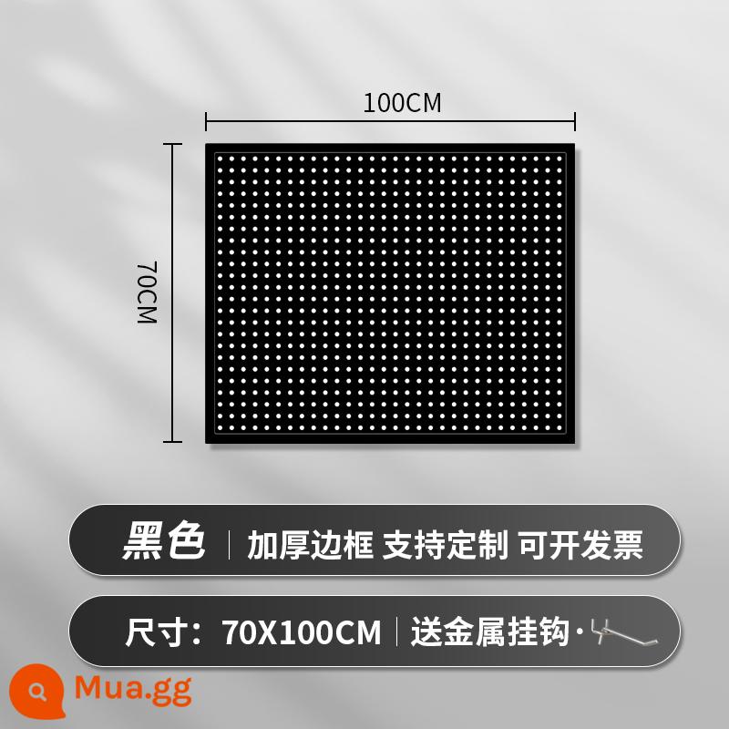 Kệ siêu thị lỗ bảng tùy chỉnh hiên có giá để đồ tủ công cụ phần cứng treo tấm trang sức inox giá trưng bày - [Mẫu nâng cấp và dày hơn] 70 × 100cm★ Tặng kèm 20 móc kim loại "Mẫu màu đen"