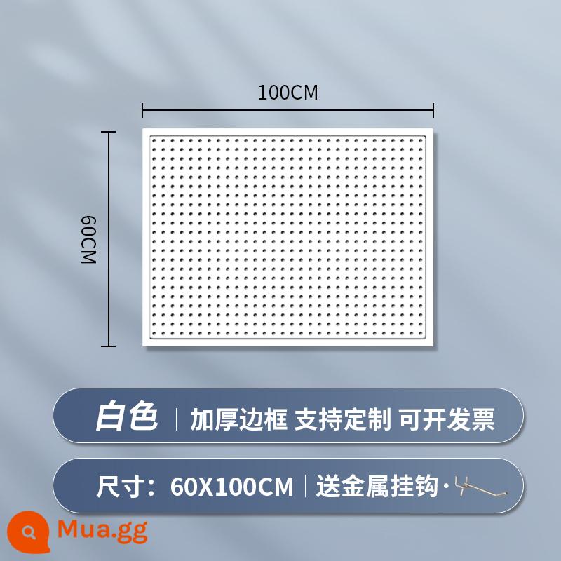 Kệ siêu thị lỗ bảng tùy chỉnh hiên có giá để đồ tủ công cụ phần cứng treo tấm trang sức inox giá trưng bày - [Phiên bản nâng cấp và dày] 60 × 100cm★ Tặng kèm 20 móc kim loại "Phiên bản màu trắng"