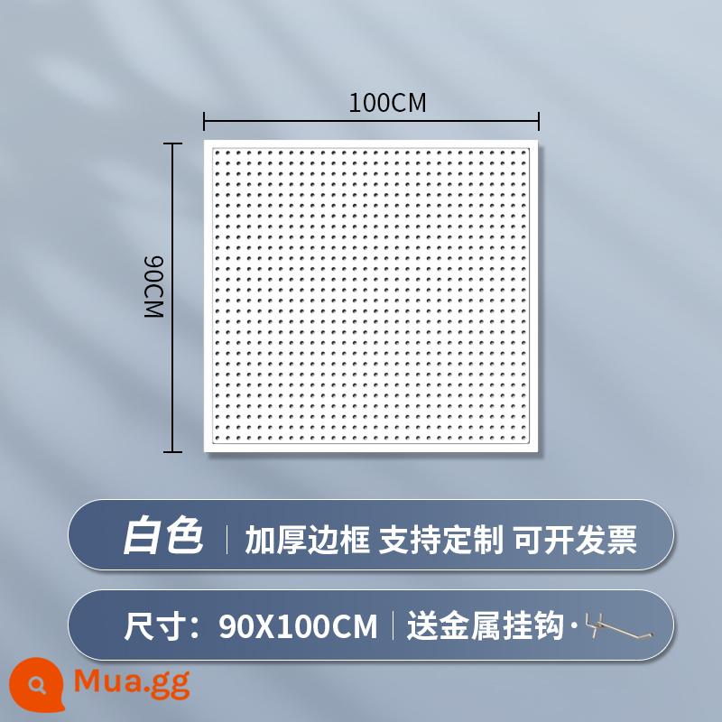 Kệ siêu thị lỗ bảng tùy chỉnh hiên có giá để đồ tủ công cụ phần cứng treo tấm trang sức inox giá trưng bày - [Phiên bản nâng cấp và dày] 90 × 100cm★ Tặng kèm 20 móc kim loại "Phiên bản màu trắng"