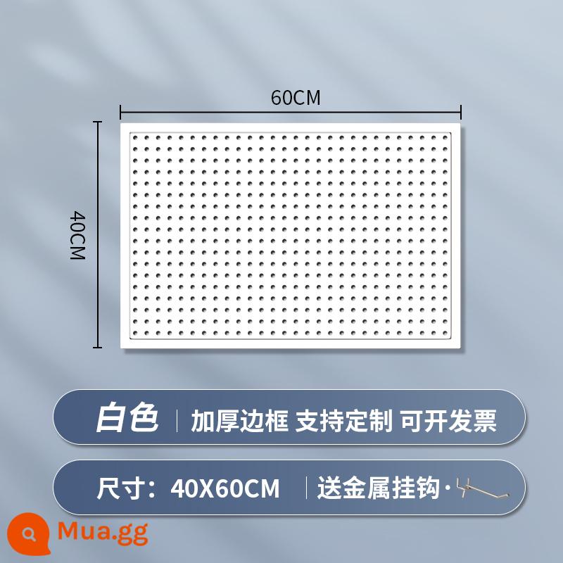 Kệ siêu thị lỗ bảng tùy chỉnh hiên có giá để đồ tủ công cụ phần cứng treo tấm trang sức inox giá trưng bày - [Phiên bản nâng cấp và dày] 40 × 60cm★Tặng 10 móc kim loại "phiên bản màu trắng"