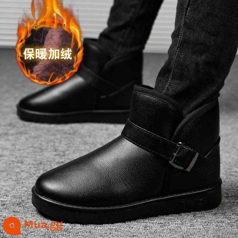 Giày nam mùa đông Anh không thấm nước nam Boots nam Anti -skid ấm và giày bông nhung - 905 màu đen