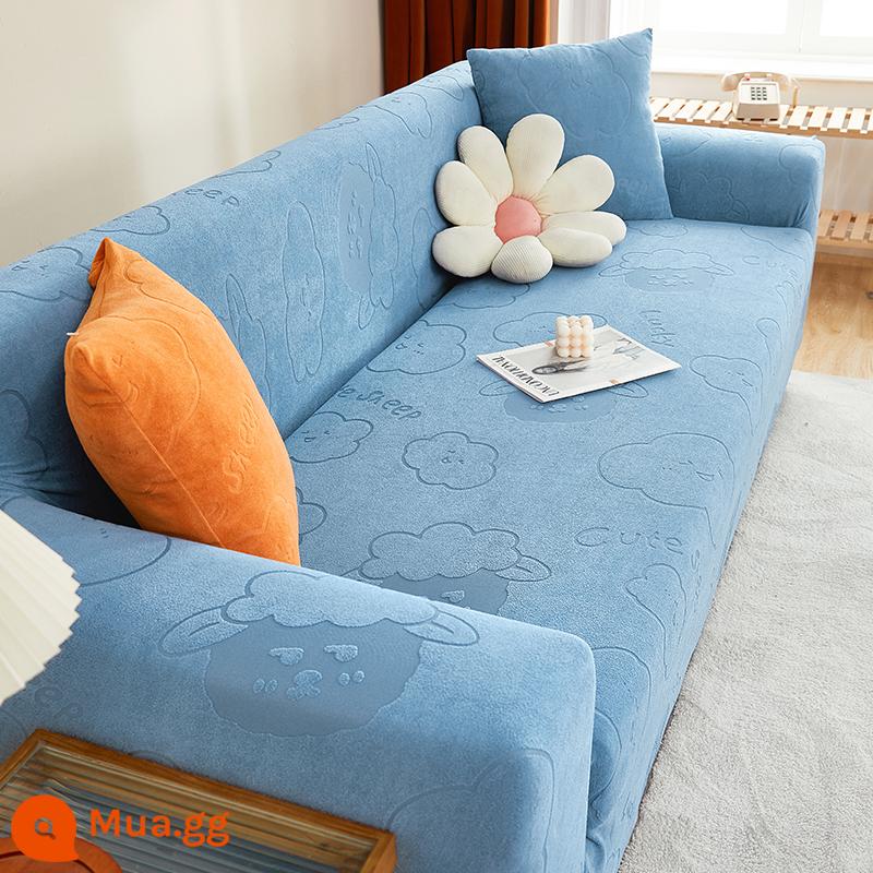 Bọc Ghế Sofa Tất Cả Đa Năng Lười Full Bọc Ghế Sofa Chống Mèo Xước Bốn Mùa Đa Năng Đệm Sofa Co Giãn bao Da Bộ - Yunmianmian-Bầu Trời Xanh