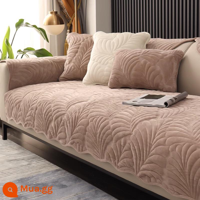 Đơn Giản Mùa Đông Sofa Đệm Mùa Đông Hà Lan Nhung Ngắn Sang Trọng Đệm Đệm Khăn Ghế Sofa Chống Trơn Trượt Dày - Cà phê chuối∽Light