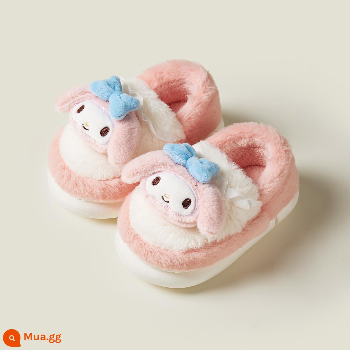 Sanrio cô gái cotton dép trẻ em vào mùa thu và mùa đông nội thất mềm mại tóc mềm giày len trẻ em gái công chúa nhà dễ thương nhà - Hồng (bao gồm gót) Được ủy quyền chính hãng bởi Sanrio